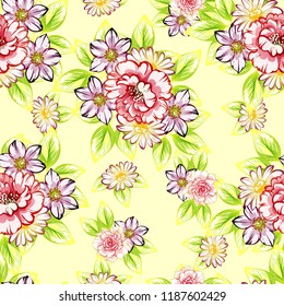Flower print in bright colors. Elegance seamless pattern.