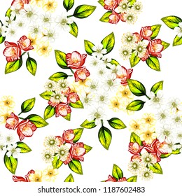 Flower print in bright colors. Elegance seamless pattern.