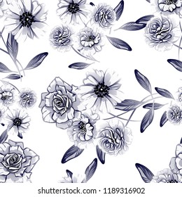 Flower print in bright colors. Elegance seamless pattern.