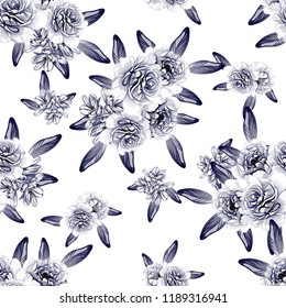 Flower print in bright colors. Elegance seamless pattern.