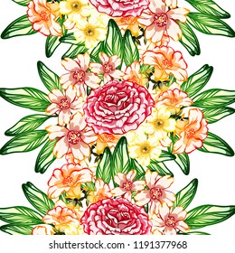 Flower print in bright colors. Elegance seamless pattern.