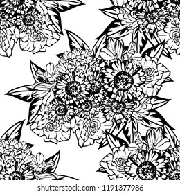 Flower print in bright colors. Elegance seamless pattern.