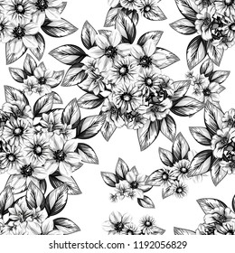 Flower print in bright colors. Elegance seamless pattern.