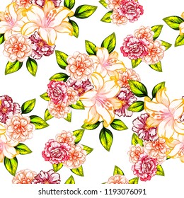 Flower print in bright colors. Elegance seamless pattern.