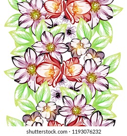 Flower print in bright colors. Elegance seamless pattern.