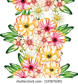 Flower print in bright colors. Elegance seamless pattern.