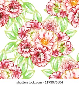 Flower print in bright colors. Elegance seamless pattern.