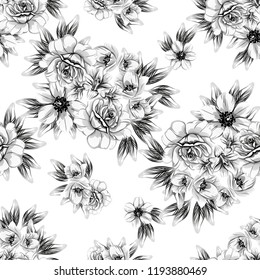 Flower print in bright colors. Elegance seamless pattern.