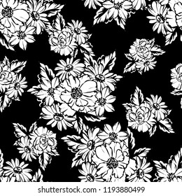 Flower print in bright colors. Elegance seamless pattern.