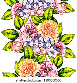 Flower print in bright colors. Elegance seamless pattern.