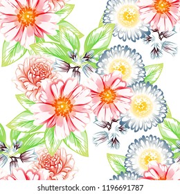 Flower print in bright colors. Elegance seamless pattern.