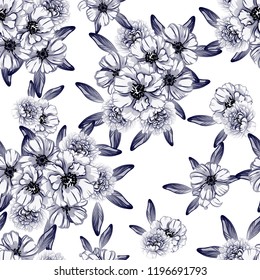 Flower print in bright colors. Elegance seamless pattern.
