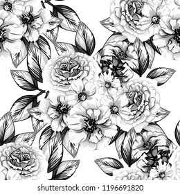Flower print in bright colors. Elegance seamless pattern.
