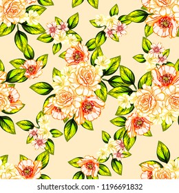 Flower print in bright colors. Elegance seamless pattern.