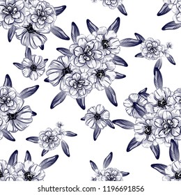 Flower print in bright colors. Elegance seamless pattern.
