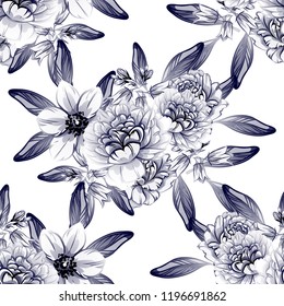 Flower print in bright colors. Elegance seamless pattern.