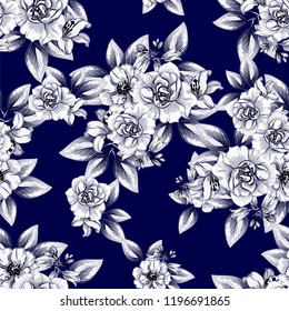 Flower print in bright colors. Elegance seamless pattern.