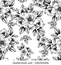 Flower print in bright colors. Elegance seamless pattern.