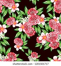 Flower print in bright colors. Elegance seamless pattern.