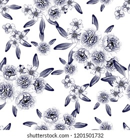 Flower print in bright colors. Elegance seamless pattern.