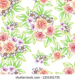 Flower print in bright colors. Elegance seamless pattern.