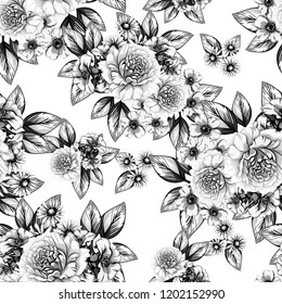 Flower print in bright colors. Elegance seamless pattern.