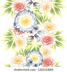 Flower print in bright colors. Elegance seamless pattern.