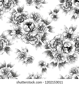 Flower print in bright colors. Elegance seamless pattern.