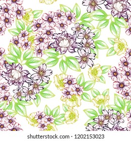 Flower print in bright colors. Elegance seamless pattern.