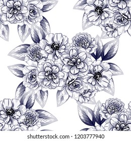 Flower print in bright colors. Elegance seamless pattern.