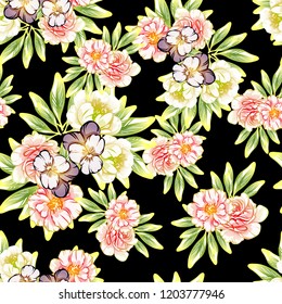 Flower print in bright colors. Elegance seamless pattern.