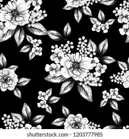 Flower print in bright colors. Elegance seamless pattern.