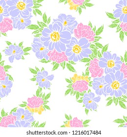 Flower print in bright colors. Elegance seamless pattern.