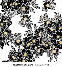 Flower print in bright colors. Elegance seamless pattern.