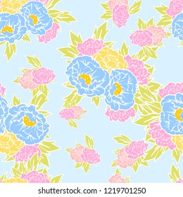 Flower print in bright colors. Elegance seamless pattern.