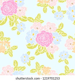 Flower print in bright colors. Elegance seamless pattern.