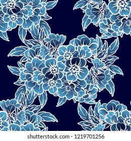 Flower print in bright colors. Elegance seamless pattern.