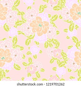 Flower print in bright colors. Elegance seamless pattern.