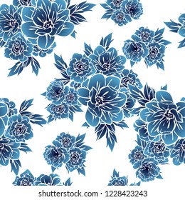 Flower print in bright colors. Elegance seamless pattern.