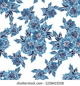 Flower print in bright colors. Elegance seamless pattern.