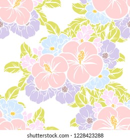 Flower print in bright colors. Elegance seamless pattern.