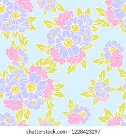 Flower print in bright colors. Elegance seamless pattern.