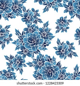 Flower print in bright colors. Elegance seamless pattern.