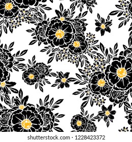 Flower print in bright colors. Elegance seamless pattern.