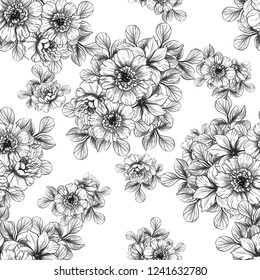 Flower print in bright colors. Elegance seamless pattern.