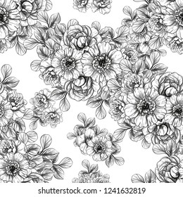 Flower print in bright colors. Elegance seamless pattern.