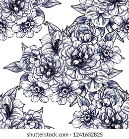 Flower print in bright colors. Elegance seamless pattern.