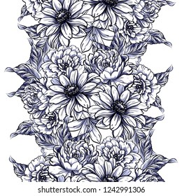 Flower print in bright colors. Elegance seamless pattern.