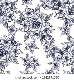 Flower print in bright colors. Elegance seamless pattern.