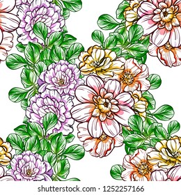 Flower print in bright colors. Elegance seamless pattern.